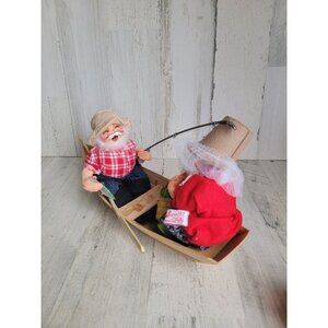 Annalee gone fishing Santa Mrs Claus boat crochet knitting